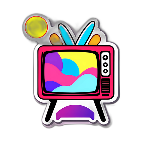 アサイチのテーマに基づいたカラフルなテレビデザインステッカー