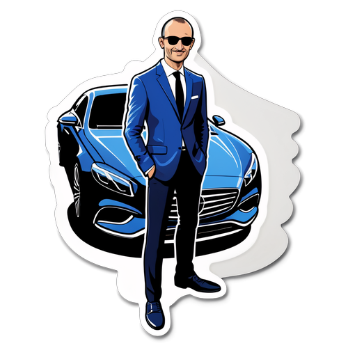 Adesivo Chic di Davide Barzan davanti a un'auto di lusso