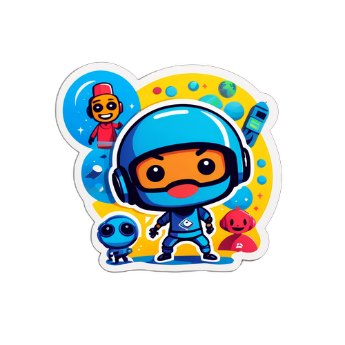 Смешной стикер с персонажами из 2025 года