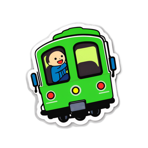 山手線に乗るキャラクターの楽しいステッカー
