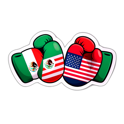 Boxningshandskar med Mexiko och USA:s flaggor