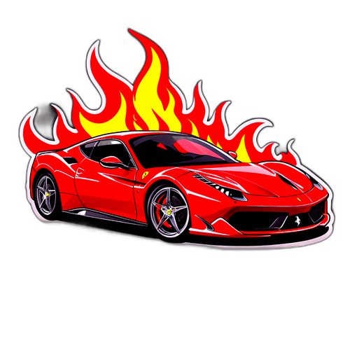 スタイリッシュなスポーツカーと炎のデザイン