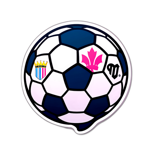 Sticker de balón de fútbol con logos de Inter Miami y New England
