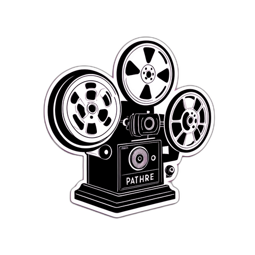 Autocollant du signe Pathé avec projecteur de film
