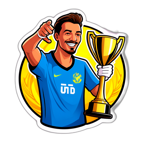 Stiker Ceria Fabrício Bruno Mengangkat Piala