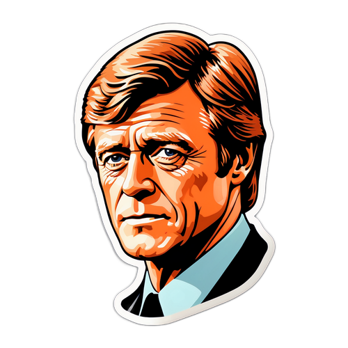 Conception d'un autocollant de Robert Redford dans un style rétro