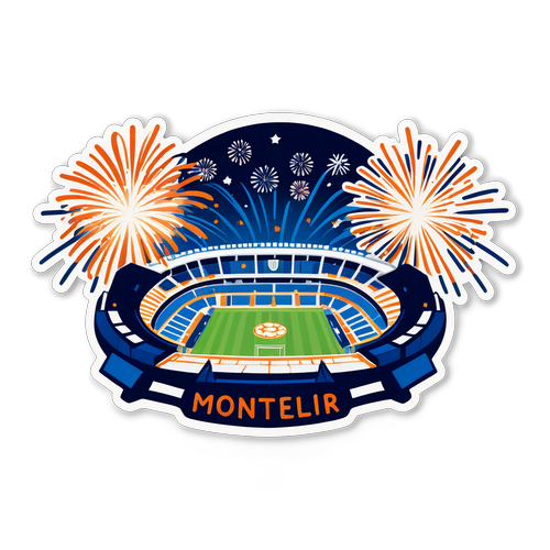Montpellierin stadionin retrotyylinen tarra