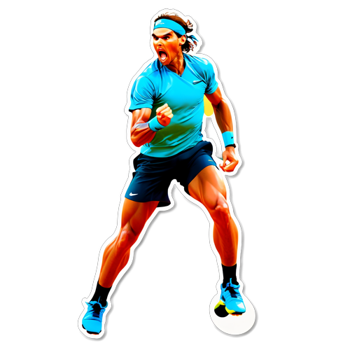 Onweerstaanbaar! Rafael Nadal's Overwinning Vastgelegd in Iconische Sticker Design