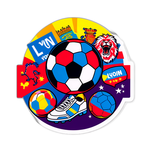 สติกเกอร์ลียงในสไตล์ป๊อปอาร์ตกับฟุตบอล