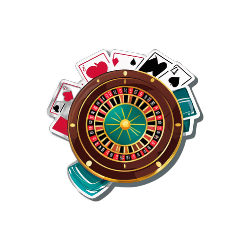 Sticker di Betsson con Ruota della Roulette e Carte da Gioco