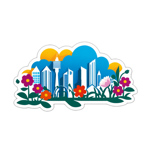 De skyline van Riemst met bloemen op de voorgrond