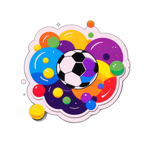 預測比賽結果的足球彩色泡泡貼紙