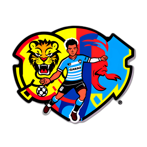 Sticker representando la competencia entre Cerro y Guaraní