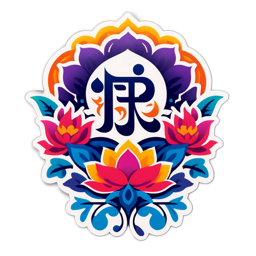 फूलों से सजे 'हैं' का स्टिकर