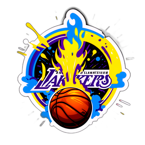 Dynamic Los Angeles Lakers Sticker Design