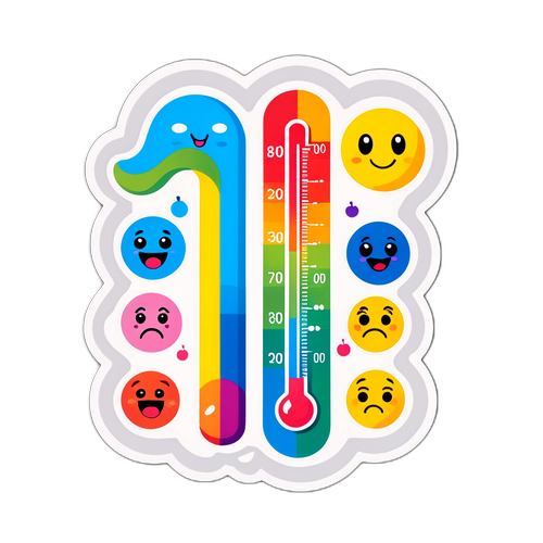 สติกเกอร์แสดงอุณหภูมิที่สนุกสนานและมีสีสัน