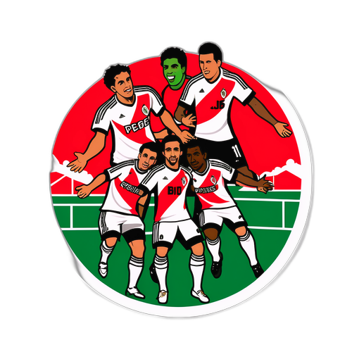 Thiết kế sticker cầu thủ River Plate trong tư thế thắng lợi