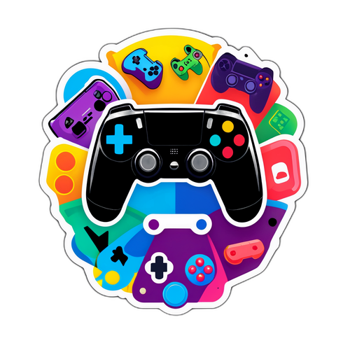 Design kreativní nálepky s herními ovladači a logy Epic Games