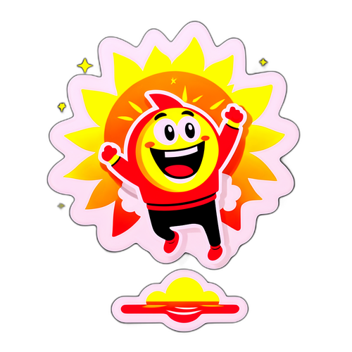 日差しに向かって跳ねるキャラクター