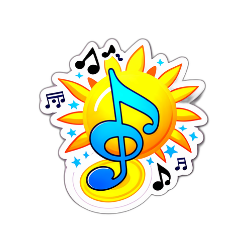 Danielova pozitivní energie s hudebními notami a sluncem