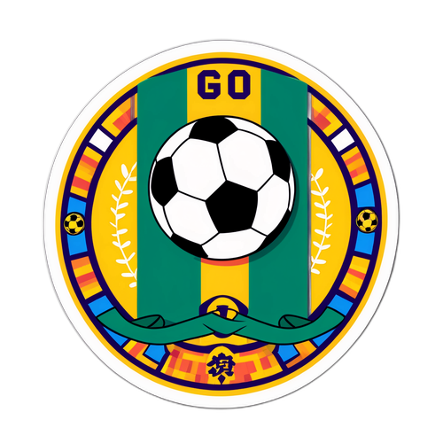 Sticker med "Go Team!" og fotballmotiv