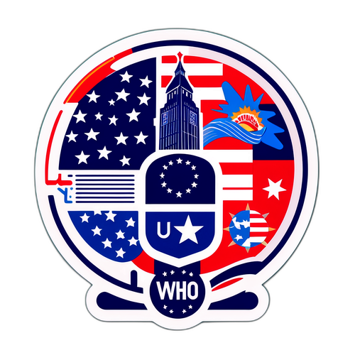 美国退出世卫组织的设计贴纸