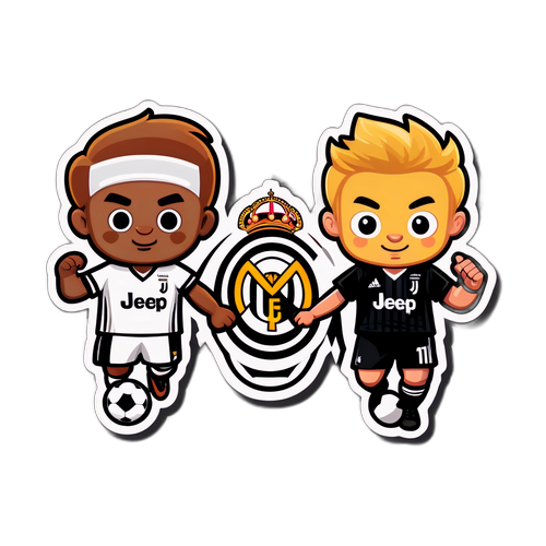 जुवेंटस और रियल मैड्रिड के बीच खेलपूर्ण प्रतिद्वंद्विता स्टिकर
