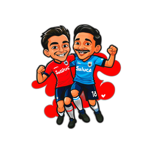 Caricature de Pachuca et Salzburg dansant ensemble