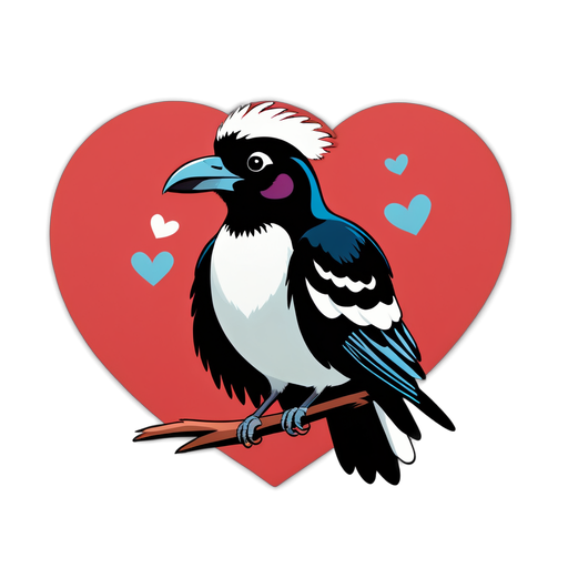 Happy Magpie in Love Sticker