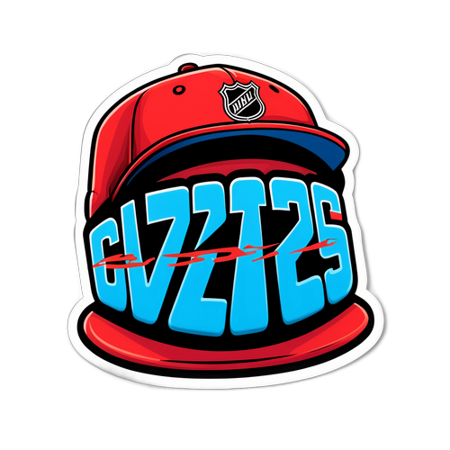 Hokejová čepice s nápisem NHL draft 2025 v graffiti stylu