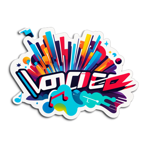 Kleurrijke sticker van de reis van deelnemers aan The Voice Frankrijk 2025