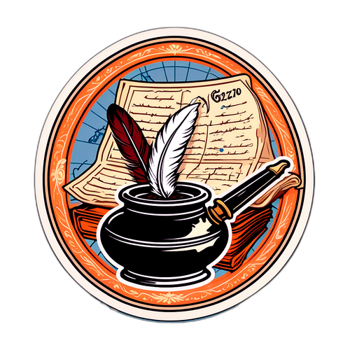 Vintage Stylowy Sticker z Roku 1670