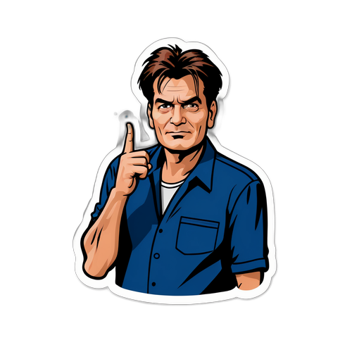 An ironischer Aufkleber von Charlie Sheen
