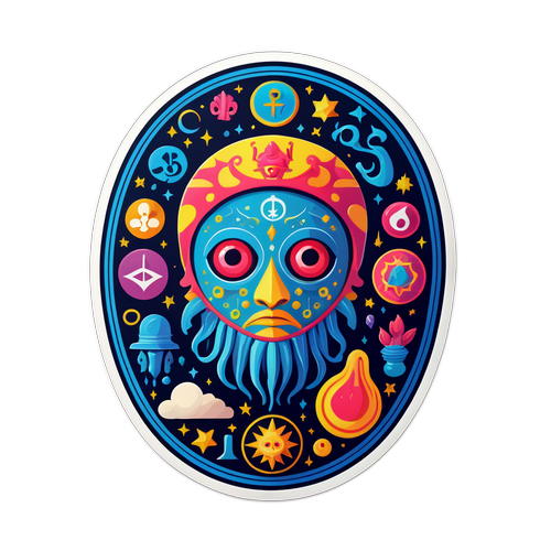 Stickers z obrazem Duszczyka w stylu surrealistycznym z tajemniczymi symbolami