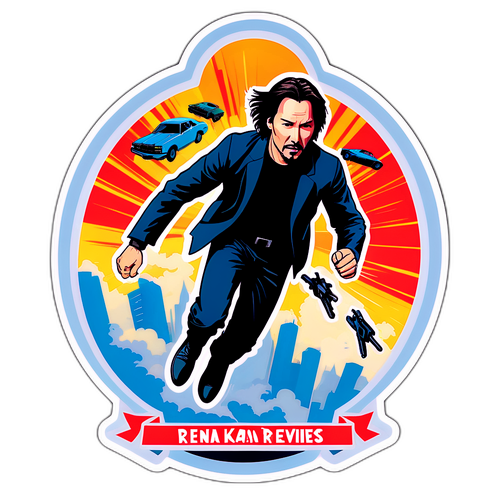 Keanu Reeves mint akcióhős a világ legjobb pillanataiban, retro stílusban