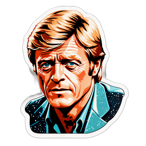Nostalgischer Aufkleber von Robert Redford im Retro-Filmstil