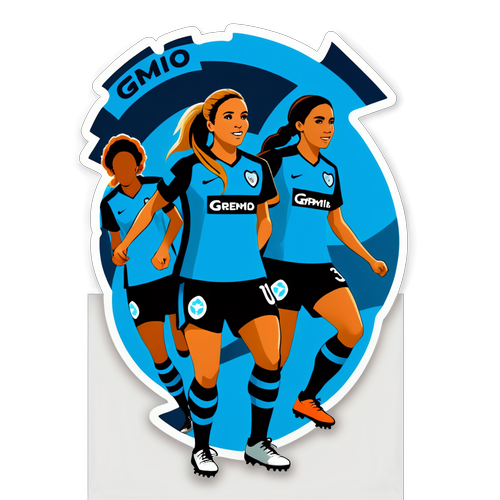 Design de adesivo da equipe feminina do Grêmio em destaque