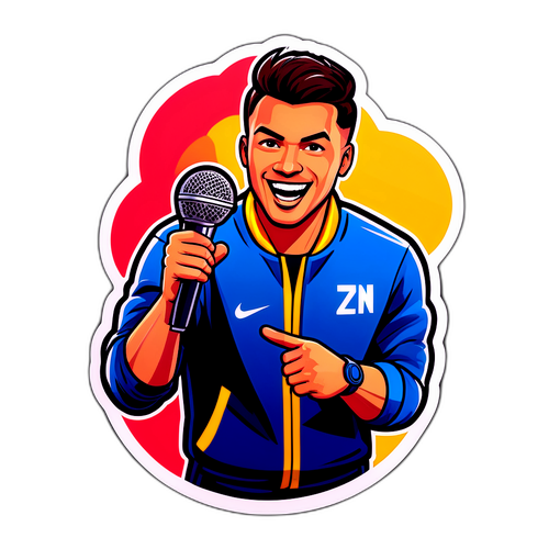 Sticker van een energieke DAZN-presentator