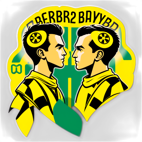 Design von zwei rivalisierenden Fans mit Schals in den Vereinsfarben von BVB und Bayern