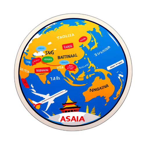 Globe cu locuri turistice importante în Asia