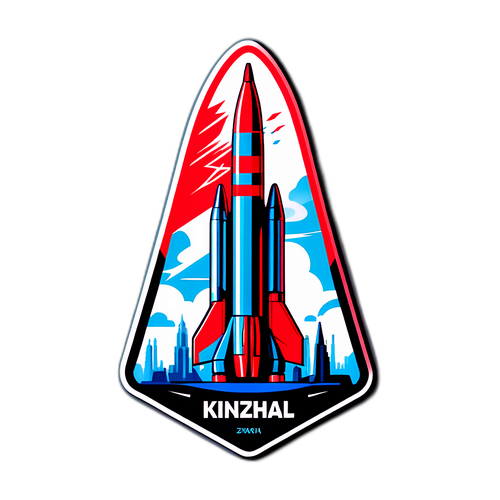 Наліпка з зображенням російської ракети Кинджал у техно стилі