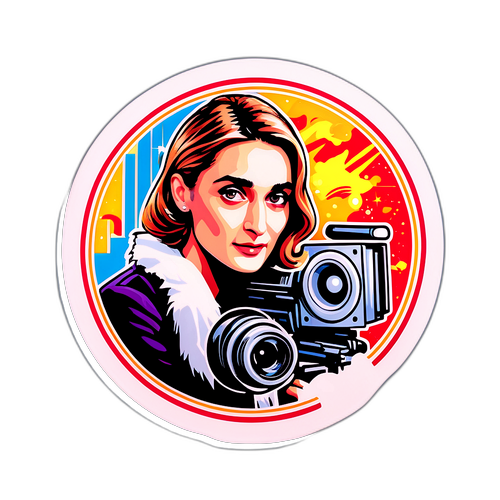 Autocollant artistique par Julie Gayet, inspiré des éléments de films classiques et contemporains