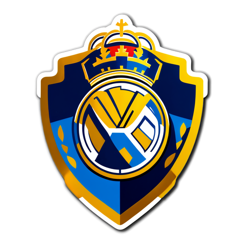 Sticker huy chương vàng với logo Real Madrid