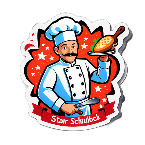 Sticker mit dem kreativen kulinarischen Illustration von Sterneküchenchef Alfons Schuhbeck