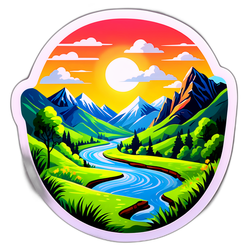 Красивая долина с рекой и горами