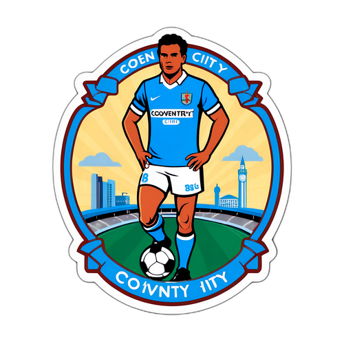 Sticker ya Coventry City yenye mtindo wa kandanda wa zamani