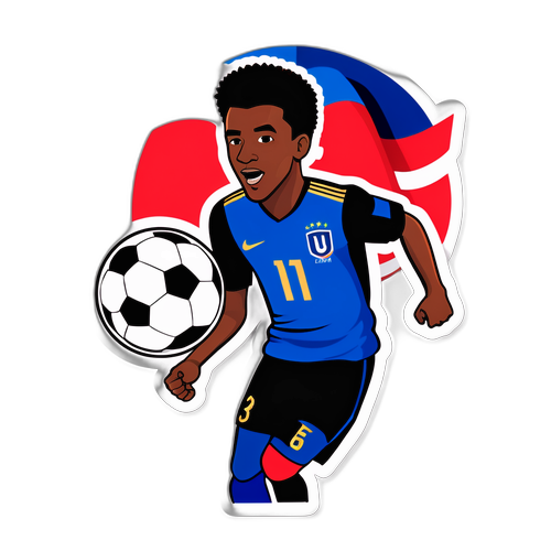 สติกเกอร์ดีไซน์ฝรั่งเศส U21 ที่มีซูเปอร์สตาร์ในทีมกำลังทำท่าทะลุประตู