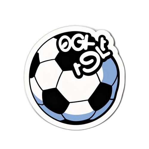 Een sticker met een schattige cartoon van een voetbal met de naam 'Moreira' op de bal geschreven.