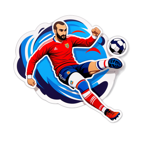 Стикер с портретом Гиги Чикадзе в динамичной позе