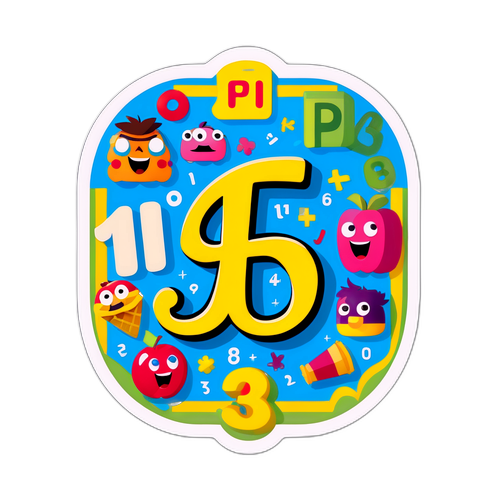 Sticker jucăuș cu cifrele lui pi